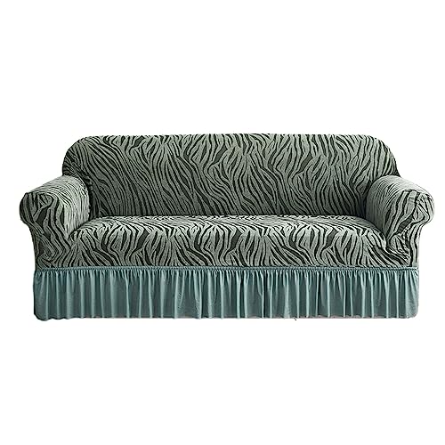 GUYIRT Stretch Sofa überzug Mit Rock, Stilvoll Couchbezug Für 3-Kissen-Couch, Staubdicht Sofahusse, Ideal Für Haustiere Und Kinder-Grün-3-Sitzer (190–230 cm) von GUYIRT