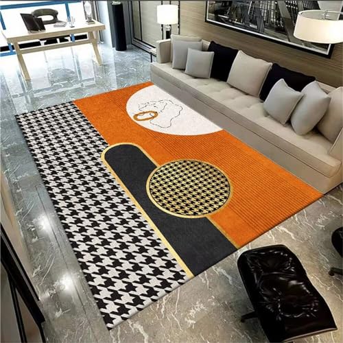 GX-YJX Tisch Wohnzimmer Esszimmer Vorleger Wohnzimmer Orange Teppich Stilvoller weicher Heimdekorationsteppich Antirutsch Teppich 120X190CM von GX-YJX