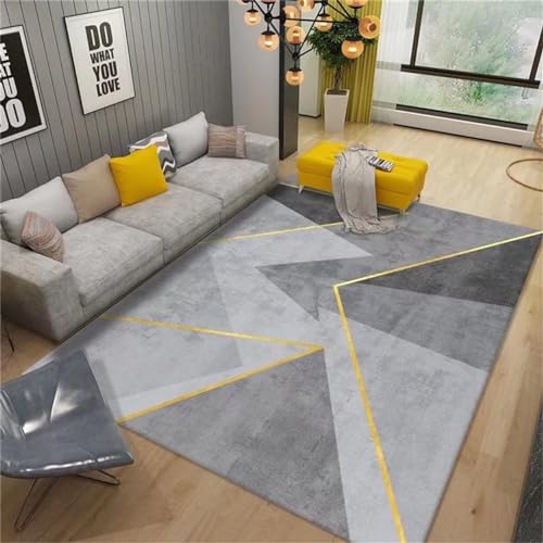 Teppich Weich Deko Tisch Wohnzimmer Teppich Graues geometrisches Design Sofa Teppich Balkon Teppich Multi-Size Sofa Teppiche 120X190CM von GX-YJX