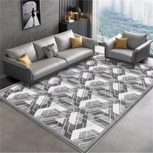 Wohnzimmers Teppichs Teppich Am Inneneingang Rug Graues geometrisches Design Sofa Teppich Balkon Teppich Multi-Größe Büro Teppich 60X90CM von GX-YJX