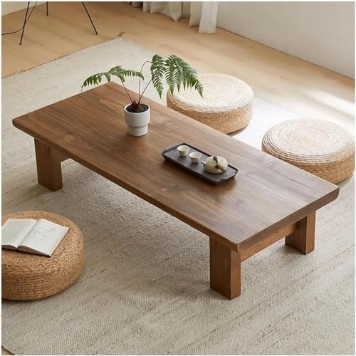 GYDUHYE Japanischer Bodentisch, Vintage-Teetisch, niedriger Tisch, rechteckiger Tatami-Tisch oder auf dem Boden sitzende Akzentmöbel (Größe: 100 x 60 x 38 cm, Farbe: A) von GYDUHYE