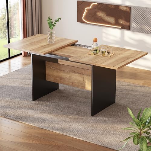 GYNGTLC geeignet für 4-6 Personen, Holzmaserung Rechteckiger Tabelle, Natürlicher, erweiterbarer Esstisch im minimalistischen Stil,ErweiterbarerTabelle 140/180 * 80cm,Schwarz + Dunkles GYNGTLC geeignet für 4-6 Personen, Holzmaserung Rechteckiger Tabelle, Natürlicher, erweiterbarer Esstisch im minimalistischen Stil,ErweiterbarerTabelle 140/180 * 80cm,Schwarz + Dunkles von GYNGTLC