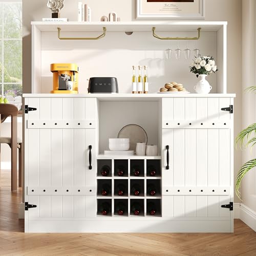 Sideboard, Modernes minimalistisches Design, Edle Holzmaserung, Weinglasregal, Mehrschichtiger Stauraum, 120 x 40 x 120 cm, Elegantes Weiß mit Schwarz Sideboard, Modernes minimalistisches Design, Edle Holzmaserung, Weinglasregal, Mehrschichtiger Stauraum, 120 x 40 x 120 cm, Elegantes Weiß mit Schwarz von GYNGTLC