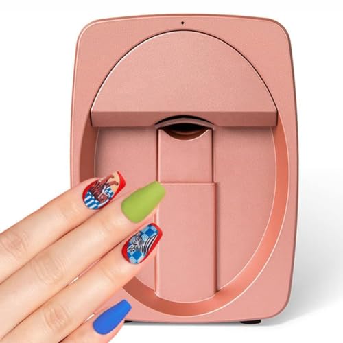 Digitaler mobiler Nail-Art-Drucker – tragbare Nagelmalmaschine, 3D-Nageldrucker-Maschine, unterstützt WiFi/DIY, 30S fertig, für Schönheit und Körperpflege für die Nägel von Mädchen zu Hause,Rosegold von GYQSSD