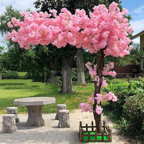 GYQSSD Künstlicher großer Kirschblütenbaum, dichter künstlicher Blütenbaum mit massivem Holzstamm – Seidenblumen-simulierter Kirschblütenbaum, künstliche Pflanzen,Extended-1.2x0.8m/3.9x2.6ft von GYQSSD