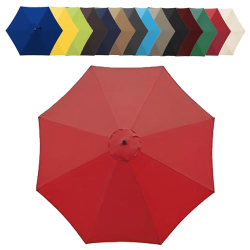 200/270/300cm 6/8 Streben Sonnenschirm Ersatzbezug Dicker Und Starker Marktschirm Ersatzbespannung Wasserdicht Für Outdoor Terrassenschirm Strandschirm Sonnenschirm(Color:Red,Size:6 ribs-2.7m(8.8ft)) von GZDXBF