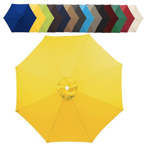 200/270/300cm 6/8 Streben Sonnenschirm Ersatzbezug Dicker Und Starker Marktschirm Ersatzbespannung Wasserdicht Für Outdoor Terrassenschirm Strandschirm Sonnenschirm(Color:Yellow,Size:8 ribs-3m(9.8ft)) von GZDXBF