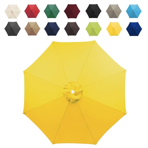 GZDXBF Ersatz-Bezug Für Sonnenschirm 200cm/270cm/300cm, Sonnenschirm Stoffbezug 6 Oder 8 Rippen, Ersatzdach Für Terrassenschirm, Polyestertuch(Color:Yellow,Size:8 ribs-3m(9.8ft)) von GZDXBF