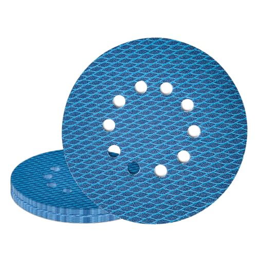 10Stk 225mm Klett Schleifpapier, Exzenter Schleifscheiben, 10-Loch Korn 180 Schleifpads, Schleifmittel Resistent gegen Zusetzen für Exzenterschleifer Schleifmaschine Poliermaschine von GZKTY