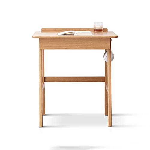 Computertische, moderner, einfacher Schreibtisch aus Eichenholz, multifunktionaler Schreibtisch, kompakter Arbeitsschreibtisch mit Kabelloch, Schublade und Hängestange, Haushalts-Schminktisch aus von GZNXQEEK