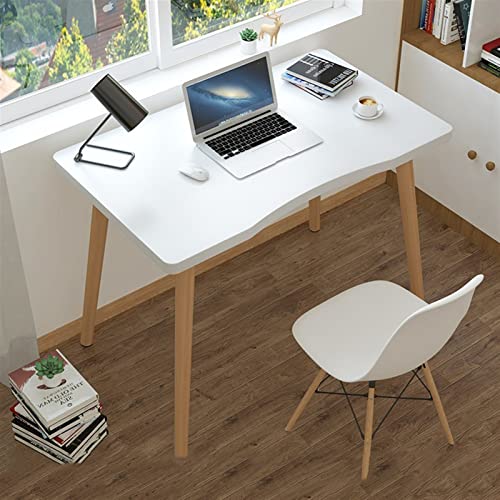 Computertische, moderner Schreibtisch aus Holz, kleiner PC-Laptop-Schreibtisch mit ergonomischer Bogen-Schreibtischplatte und Holzbeinen, einfache Möbel für Zuhause, Schlafzimmer, Büro-Schreibtis von GZNXQEEK