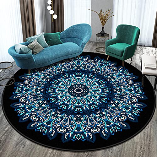 GZQIAWY 2021 Runder Mandala Teppich Balkon Couchtisch Matte Hängekorb Teppichmatte Wohnzimmer Dekoration Matte Tapis Salon Dekoration Salon-Blau N 70cm Durchmesser von GZQIAWY