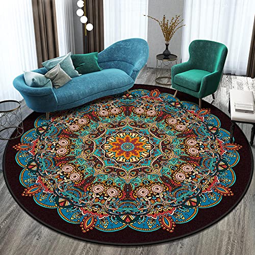 GZQIAWY 2021 Runder Mandala Teppich Balkon Couchtisch Matte Hängekorb Teppichmatte Wohnzimmer Dekoration Matte Tapis Salon Dekoration Salon-Blaues C 170cm Durchmesser von GZQIAWY