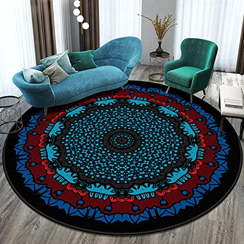 GZQIAWY 2021 Runder Mandala Teppich Balkon Couchtisch Matte Hängekorb Teppichmatte Wohnzimmer Dekoration Matte Tapis Salon Dekoration Salon-Blaues H 150cm Durchmesser von GZQIAWY