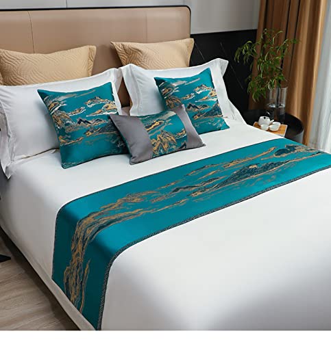 GZQIAWY Massiver Bettläufer-Schal-Schutz, Schonbezug, Bett, dekorativer Schal für Schlafzimmer, Hotel,Grün,2 Stück | 30 x 50cm Kissenbezug (ohne Kern) von GZQIAWY