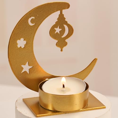 Ramadan Deko Teelichthalter Kerzenhalter Deko Moon Kerzenständer Aus Metall, Vintage Deko Wohnzimmer Schlafzimme Kerzenhalter, Ramadan Dekoration Tischdeko für Ramadan (2) von GZWY