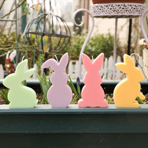 Silikonform Ostern Kaninchen Silikonformen Gießformen, Hasenform für Ostern Kerzenformen zum Gießen, Ostern Kaninchen Kerzen Gießformen, DIY Seifenform, 3D Silikonform für Kerzenherstellung (4 PCS) von GZWY