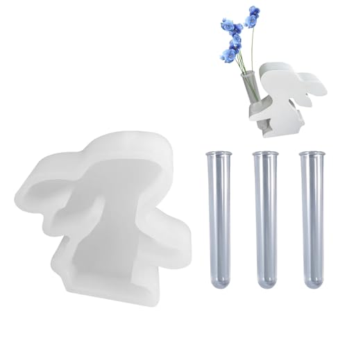 Silikonform für Hydrokultur-Vase, Hasenform, Silikonformen Ostern Dekoration, Silikonformen Gießformen Hase mit Transparent Reagenzgläser, Hase Silikon DIY Für Kerzen Handwerk -Geschenke (C) von GZWY