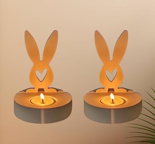 Silikonformen Gießformen Ostern Hase Kerzenhalter, 2pcs Silikonform Kerzenhalter Mit Sockel, Silikonform Ostern, Beton Gießform,Silikon Gießform Kerzenständer für Stabkerzen Und Teelichter, Handwerk von GZWY