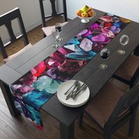 Bunte Kristalle Tischläufer | Kiesel Tisch Dekor Einweihungsparty Geschenk Baumwoll Tischdecke Aus Baumwolle von Gadgetalicious