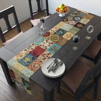 Patchwork Tischläufer | Bunte Tischdekoration Einweihungsparty Geschenk Baumwoll Tischdecke Aus Baumwolle von Gadgetalicious