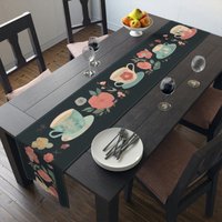 Tee-Themen-Tischläufer | Tee-Tischdekor Einweihungsparty Geschenk Lange Baumwolltischdecke Großer Tischläufer Aus Baumwolle von Gadgetalicious
