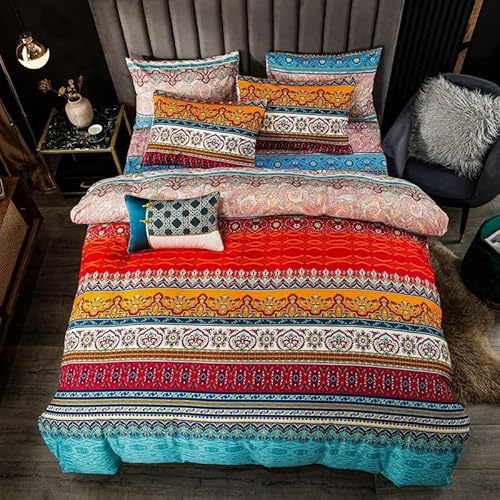 Gafance 2 PCS Indian Flora Printed Duvet Cover Single Set, Exotic Style Boho Bedding Set, Hotel Quality Comforter Cover with Zipper Closure, Bohemian Quilt Cover 135 × 200 CM & 1 Pillowcase von Gafance