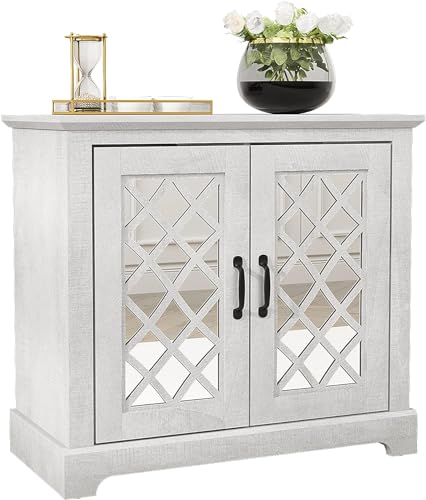 Galano Millicent Akzentschrank mit 2 Türen - Moderner Aufbewahrungsschrank - Sideboard Wohnzimmer oder Flur - Verstellbare Regale - 40.1T x 82.3B x 74.7Hcm - Staubgraue Eiche von Galano