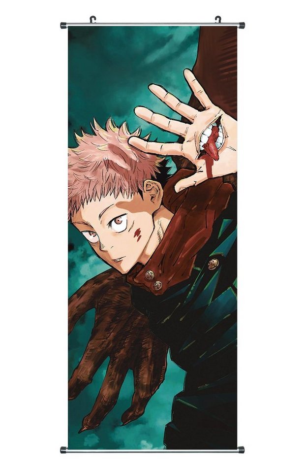 GalaxyCat Poster Großes Jujutsu Kaisen Rollbild, Kakemono aus Stoff, Poster 100x40cm, Yuji Itadori, Yuji Itadori Rollbild / Kakemono von GalaxyCat