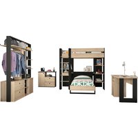 Gami Jugendzimmer-Set "Duplex", (6 St., Bett, 2x offenes Schranksystem, Schreibtisch, Kommode, Hochbett) von Gami