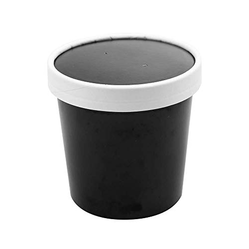 25 Stück – Behälter + Deckel 360 ml 18 Pe + 340 + 18 Pe G/M2 Ø9/7,2 x 8,4 cm schwarz Karton von García de Pou