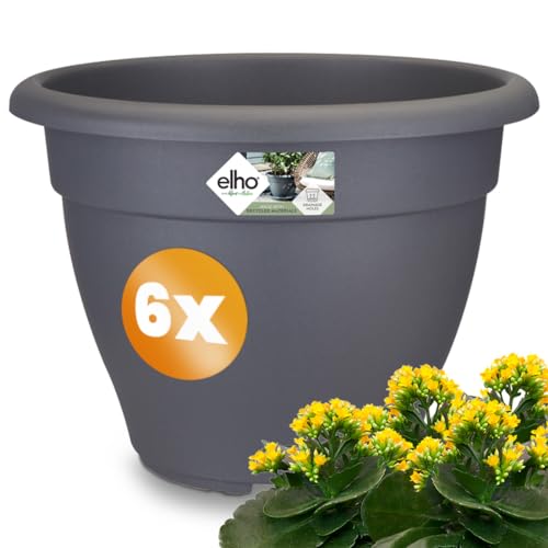 Gardebruk® 6X Blumentopf Torino Campana 38x28cm rund Übertopf Pflanzkasten Pflanzentopf Pflanzgefäß Blumenkasten Kunststoff Blumenkasten anthrazit von Gardebruk