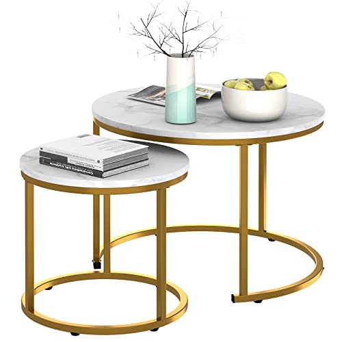 Weißer Marmor Nisting Couchtisch für kleinen Platz 2 Sets Moderne Möbel Wohnzimmer Sets Beistelltisch Nachttisch für Schlafzimmer Esszimmer Garten 4 Sie von Garden 4 you