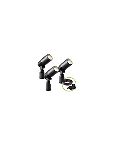 Garden Lights® Gartenstrahler Set Alder - 12v 2W LED - IP44 PBT Kunststoff Anthrazit - verwendung mit Erdspieß oder Montage fuß - geeignet für jeden Garten und Beet, 4 x 8.6 x 6.5 cm von Garden Lights