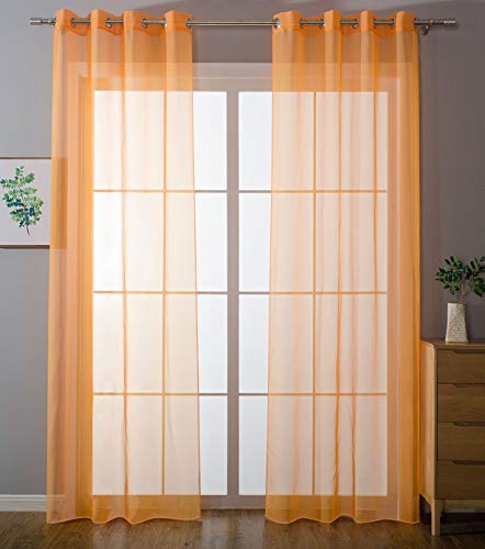 2er-Pack Ösen Gardinen Transparent Vorhang Set Wohnzimmer Voile Ösenvorhang Bleibandabschluß HxB 175x140 cm Orange, 203322 2er-Pack Ösen Gardinen Transparent Vorhang Set Wohnzimmer Voile Ösenvorhang Bleibandabschluß HxB 175x140 cm Orange, 203322 von Gardinenbox