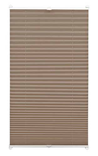 GARDINIA EASYFIX Plissee ohne Bohren, Zum Klemmen, Blickdichtes Falt-Rollo, Inkl. aller Montage-Teile, 2 Bedienschienen, Taupe, 60 x 130 cm von Gardinia