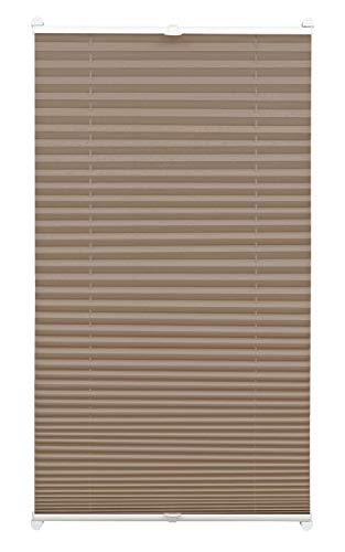 GARDINIA EASYFIX Plissee ohne Bohren, Zum Klemmen, Blickdichtes Falt-Rollo, Inkl. aller Montage-Teile, 2 Bedienschienen, Taupe, 65 x 130 cm von Gardinia