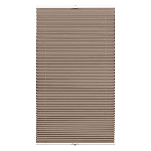 GARDINIA Plissee Concept Tageslicht, Blickdichtes Faltrollo, Alle Montage-Teile inklusive, EASYFIX Plissee verspannt mit zwei Bedienschienen, Taupe, 40 x 130 cm (BxH) von Gardinia