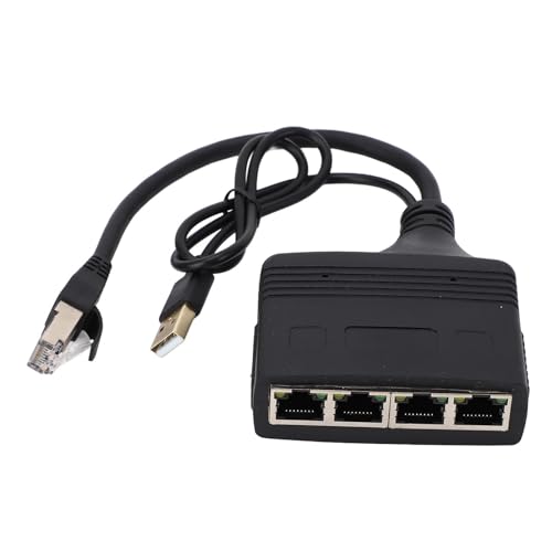 Gigabit-Ethernet-Splitter, 1 in 4 Out 1000 Mbit/s RJ45-Kabel-Netzwerk-Splitter-Adapter, USB-betrieben, Kompaktes Design, für TV-Set-Top-Box-Router von Garsent