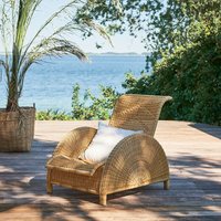 Geschwungener Relax-Sessel für Terrasse oder Garten in Natur - Relaxsessel Birte / Taupe von Gartentraum.de