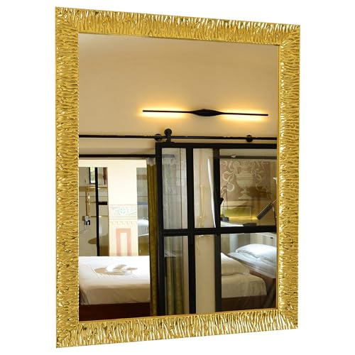 GaviaStore - Julie Gold 90x70 cm - Moderner Wandspiegel (18 Größen und Farben) groß Gross XXL Wohnzimmer modern Wand Schlafzimmer Bad Eingang Spiegel von GaviaStore