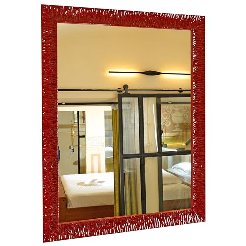GaviaStore - Julie Rot 90x70 cm - Moderner Wandspiegel (18 Größen und Farben) groß Gross XXL Wohnzimmer modern Wand Schlafzimmer Bad Eingang Spiegel von GaviaStore