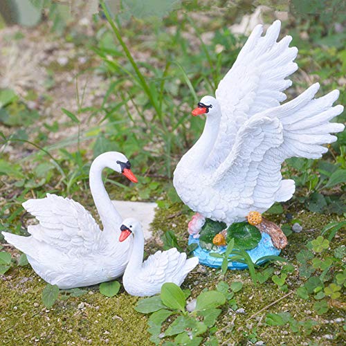 3 Stück Simulation Weißer Schwan Dekoration Ornament, Rasen Garten Hof Harze Schwan Statuen Tier Ornament von Gavigain