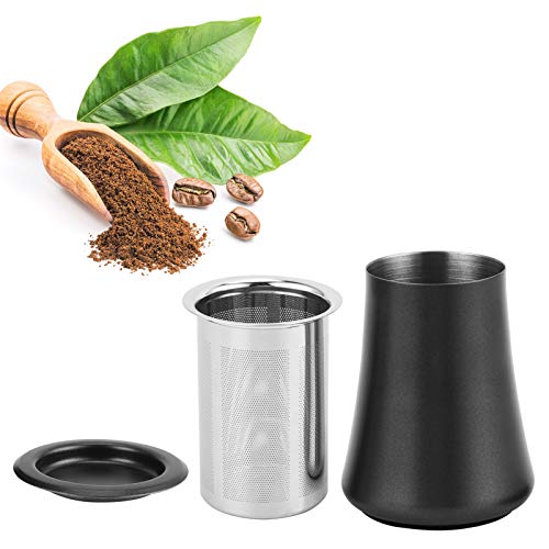 Gavigain Kaffeepulversieb, 304 Edelstahl-Filterbehälter, Heimsiebbecher für die Kaffeezubereitung (Schwarz) von Gavigain