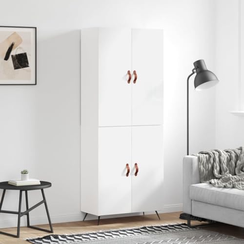 GeRRiT Highboard 69.5x34x180 cm Holzwerkstoff (Color : Hochglanz-Weiß 2 Türen, Size : 69.5 x 34 x 180 cm (B x T x H)) von GeRRiT