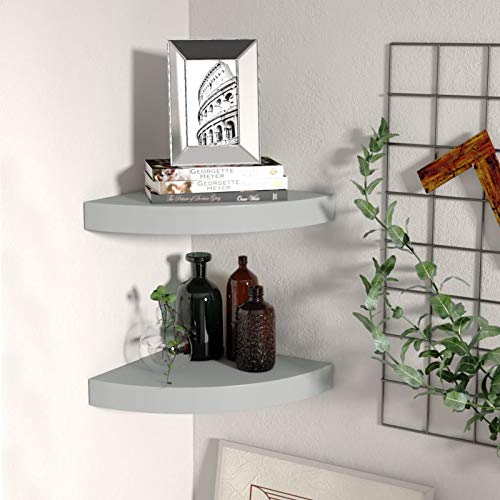 Gecheer Eckregal Hängend Wandregal Holz 2er Set, Eckregale Wand, Schweberegal Hängeregal Bücherregal Dekoregal Regal für Bad, Wohnzimmer, Küche, Kinderzimmer, Schlafzimmer, Grau 25x25x3,8 cm MDF Gecheer Eckregal Hängend Wandregal Holz 2er Set, Eckregale Wand, Schweberegal Hängeregal Bücherregal Dekoregal Regal für Bad, Wohnzimmer, Küche, Kinderzimmer, Schlafzimmer, Grau 25x25x3,8 cm MDF von Gecheer