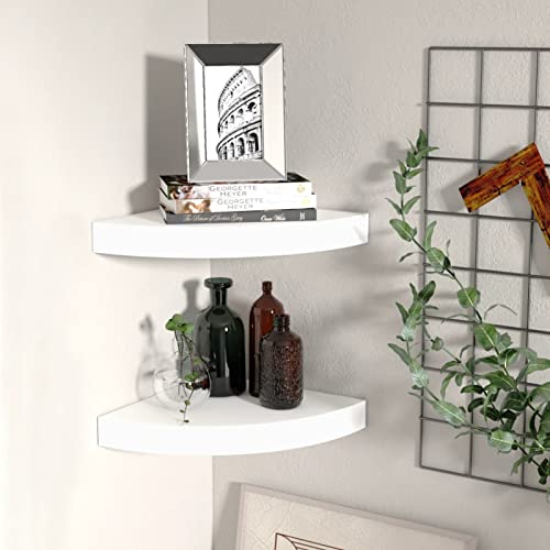 Gecheer Eckregal Hängend Wandregal Holz 2er Set, Eckregale Wand, Schweberegal Hängeregal Bücherregal Dekoregal Regal für Bad, Wohnzimmer, Küche, Kinderzimmer, Schlafzimmer, Weiß 25x25x3,8 cm MDF Gecheer Eckregal Hängend Wandregal Holz 2er Set, Eckregale Wand, Schweberegal Hängeregal Bücherregal Dekoregal Regal für Bad, Wohnzimmer, Küche, Kinderzimmer, Schlafzimmer, Weiß 25x25x3,8 cm MDF von Gecheer
