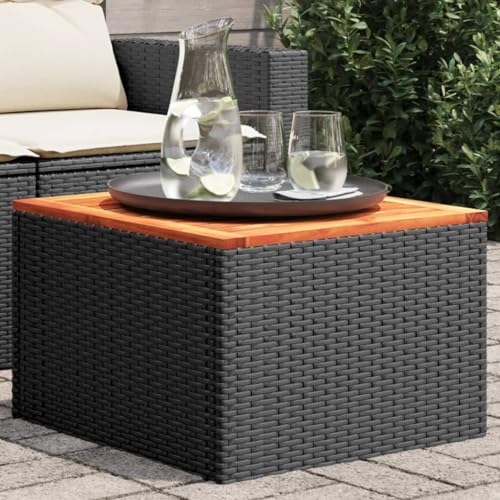Gecheer Gartentisch Balkontisch Beistelltisch Esstisch Terrassentisch Gartenmöbel Tisch Schwarz 55x55x37 cm Poly Rattan und Akazienholz Gecheer Gartentisch Balkontisch Beistelltisch Esstisch Terrassentisch Gartenmöbel Tisch Schwarz 55x55x37 cm Poly Rattan und Akazienholz von Gecheer