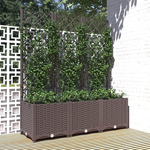 Gecheer Pflanzkübel Pflanzgefäß Blumenkasten Pflanzkasten 120 x 40 x 136 cm mit Spalier Gartenspalier Rankgitter Rankhilfe Übertopf Hochbeet Terrasse Blumenbeet Blumenständer Blumenkübel von Gecheer