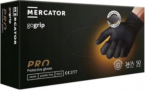 GEGRIP Einweghandschuhe, Einmalhandschuhe extra stark, Nitrilhandschuhe , 3x dicker, Handschuhe Einweg mit Diamant Grip, Arbeitshandschuhe,Industrie&Montage, versch. Farben,50 Stk/Box (Schwarz, XXL) von Gedikum